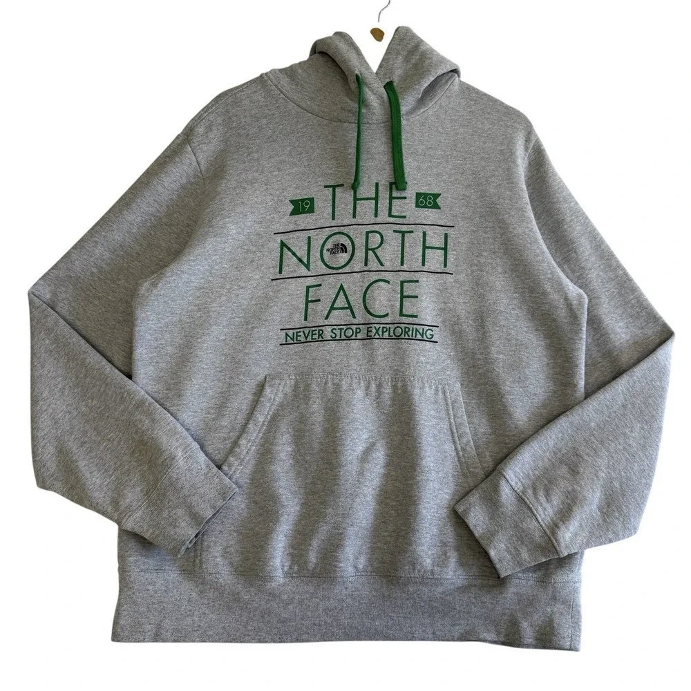 The North Face 1968 Never Stop Exploring Gray Green‎ Pullover Hoodie Classic L